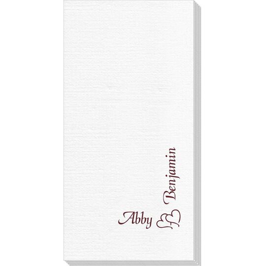 Corner Text with Graphic Double Hearts Deville Guest Towels